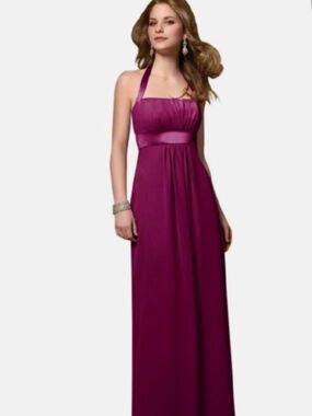 Alfred Angelo 7016 Berry Chiffon Floorlength w/ Satin Detail and Chiffon Shawl